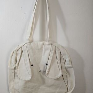 Cream Canvas Bunny Tote Bag